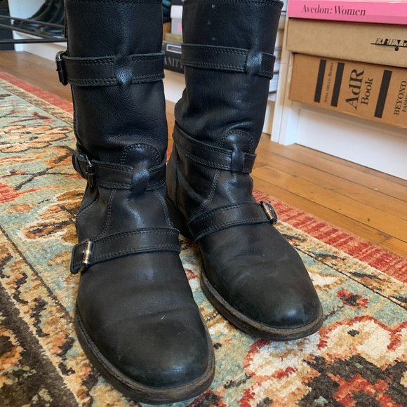 Miller Short Black Motorcycle Boots Sz 